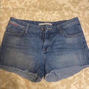 distressed jean shorts